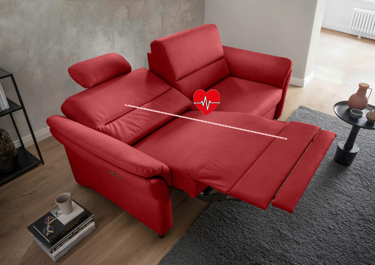 3-SITZER-SOFA Lederlook Rot  - Rot/Schwarz, MODERN, Holz/Textil (192/90/89cm) - Livetastic