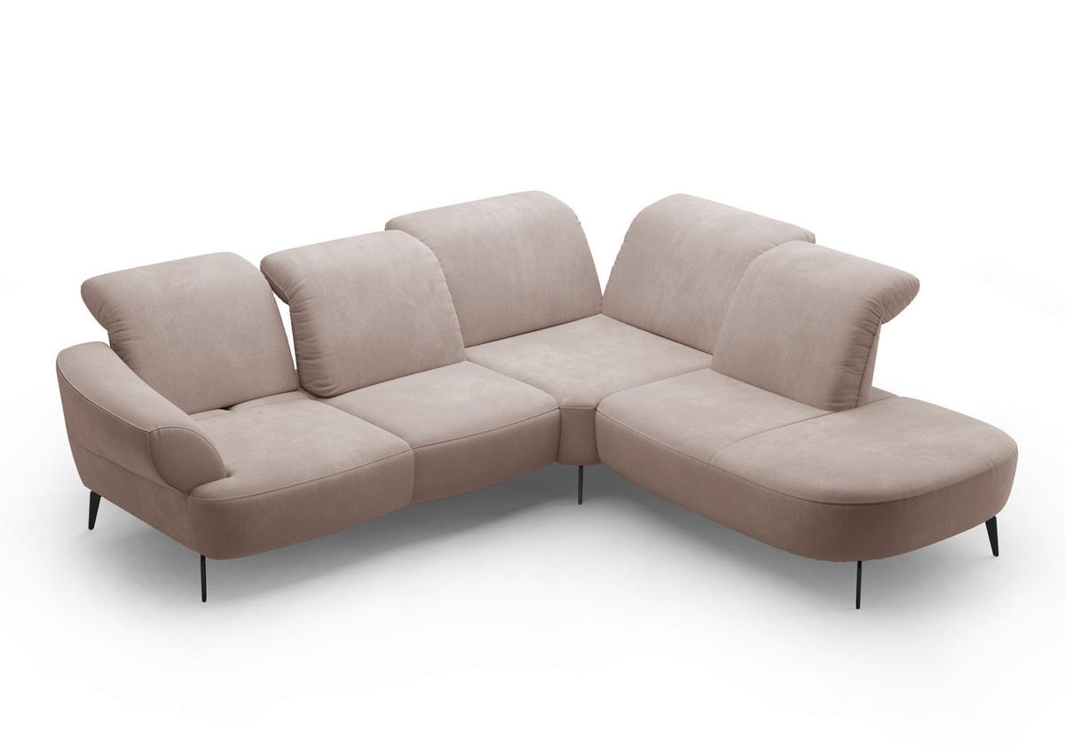 ECKSOFA in Flachgewebe Greige  - Greige/Schwarz, Modern, Textil/Metall (302/270cm) - Sit & More