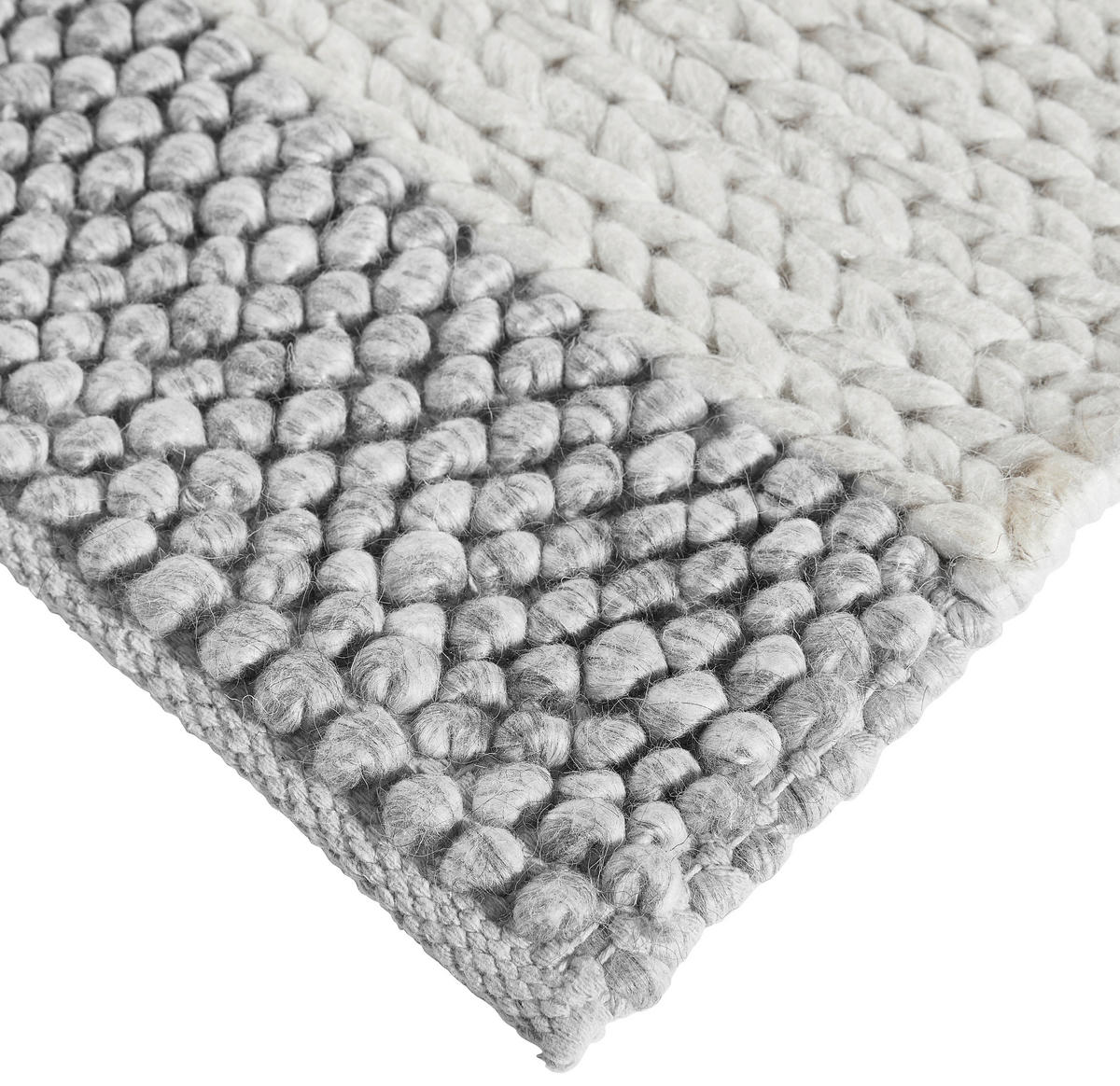 HANDWEBTEPPICH 80/150 cm Nordic Grau, Dunkelgrau  - Dunkelgrau/Grau, Natur, Textil (80/150cm) - Linea Natura