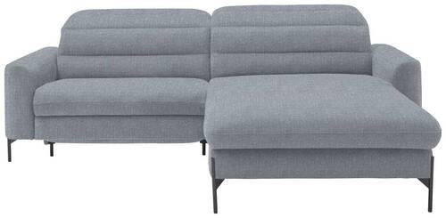 ECKSOFA in Flachgewebe Blaugrau  - Blaugrau/Schwarz, Design, Textil/Metall (252/191cm) - Dieter Knoll