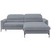 ECKSOFA in Flachgewebe Blaugrau  - Blaugrau/Schwarz, Design, Textil/Metall (252/191cm) - Dieter Knoll