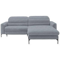 ECKSOFA in Flachgewebe Blaugrau  - Blaugrau/Schwarz, Design, Textil/Metall (252/191cm) - Dieter Knoll