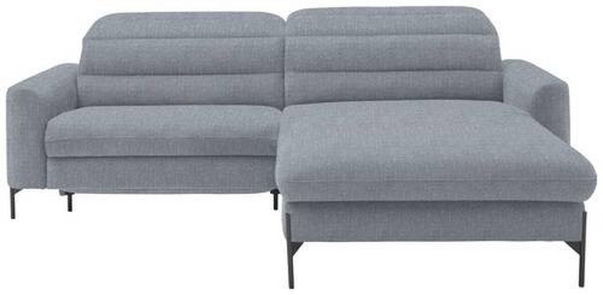 ECKSOFA in Flachgewebe Blaugrau  - Blaugrau/Schwarz, Design, Textil/Metall (252/191cm) - Dieter Knoll