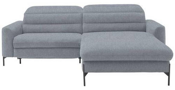 ECKSOFA in Flachgewebe Blaugrau  - Blaugrau/Schwarz, Design, Textil/Metall (252/191cm) - Dieter Knoll