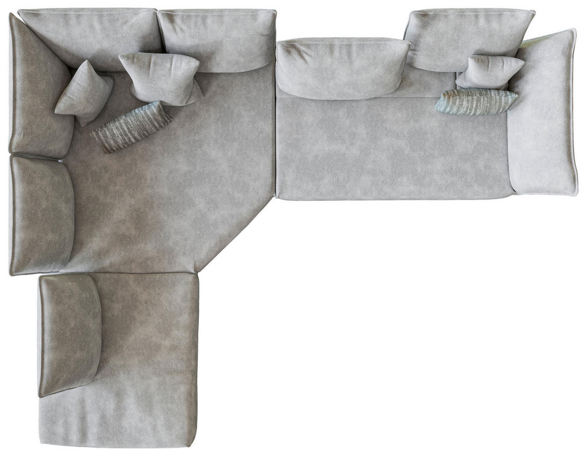 ECKSOFA  in Chenille, Flachgewebe Hellgrau  272/340 cm  - Hellgrau/Schwarz, MODERN, Textil/Metall (272/340cm) - W.Schillig