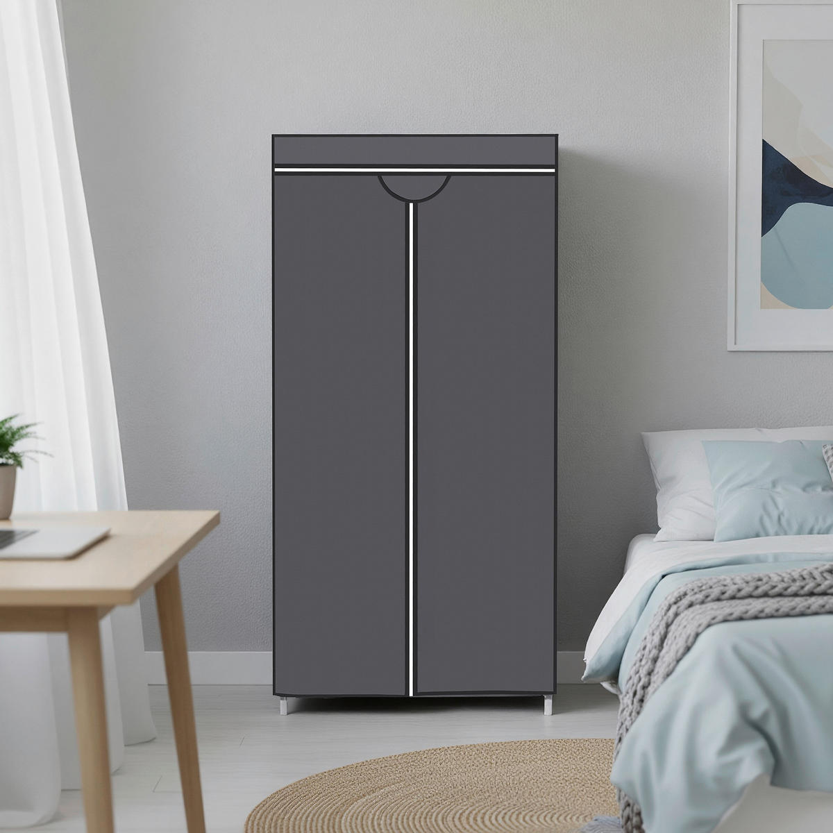 STOFFSCHRANK Grau  - Grau, Basics, Textil/Metall (75/160/45cm) - Boxxx