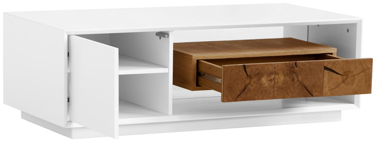 Couchtisch Hasti Eiche furniert rechteckig Weiß, Eichefarben  - Eichefarben/Weiß, Design, Holz/Holzwerkstoff (120/40/60cm) - MID.YOU