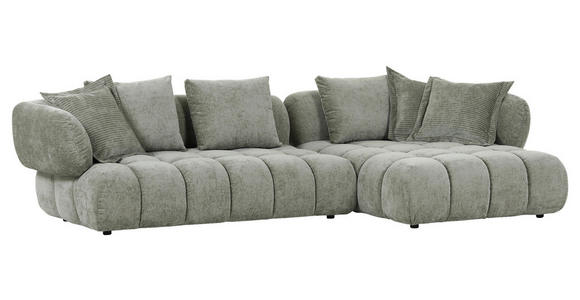 ECKSOFA Olivgrün Flachgewebe  - Schwarz/Olivgrün, KONVENTIONELL, Kunststoff/Textil (318/156cm) - Carryhome