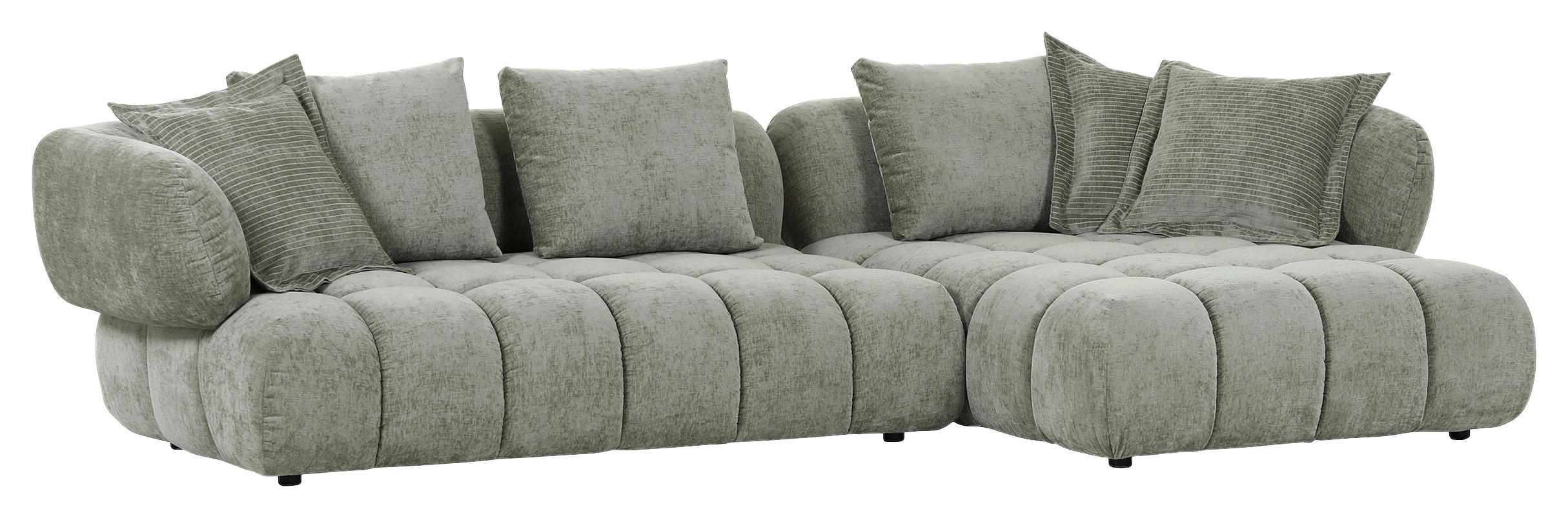 ECKSOFA in Flachgewebe Olivgrün  - Schwarz/Olivgrün, Konventionell, Kunststoff/Textil (318/156cm) - Carryhome