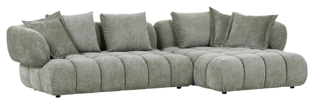 ECKSOFA in Flachgewebe Olivgrün  - Schwarz/Olivgrün, Konventionell, Kunststoff/Textil (318/156cm) - Carryhome