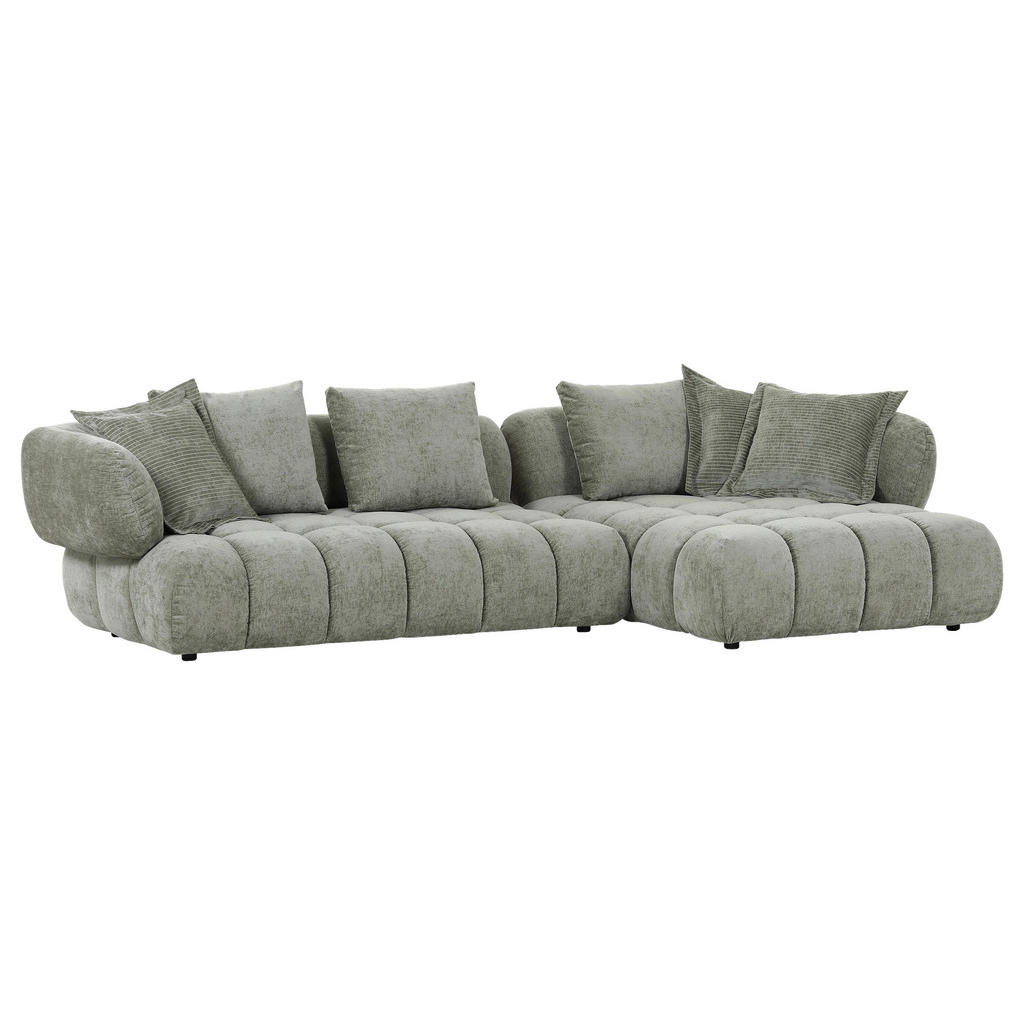 Thumbnail - Carryhome Ecksofa, Olivgrün, Textil, 2-3-Sitzer, Füllung: Polyetherschaumkern, Ottomane rechts, L-Form, 318x156 cm, Type...