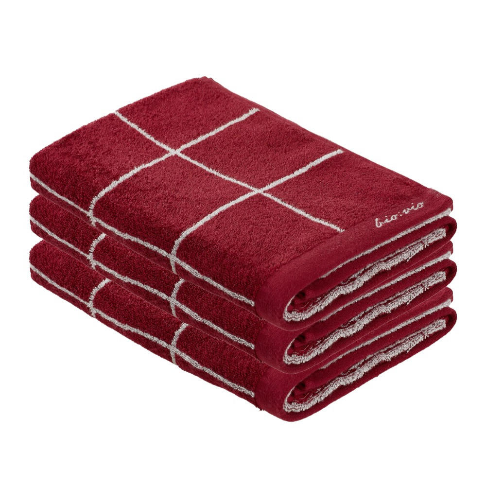 Bio:Vio Gästetuchset Champ Silber, Bordeaux 30x50 cm