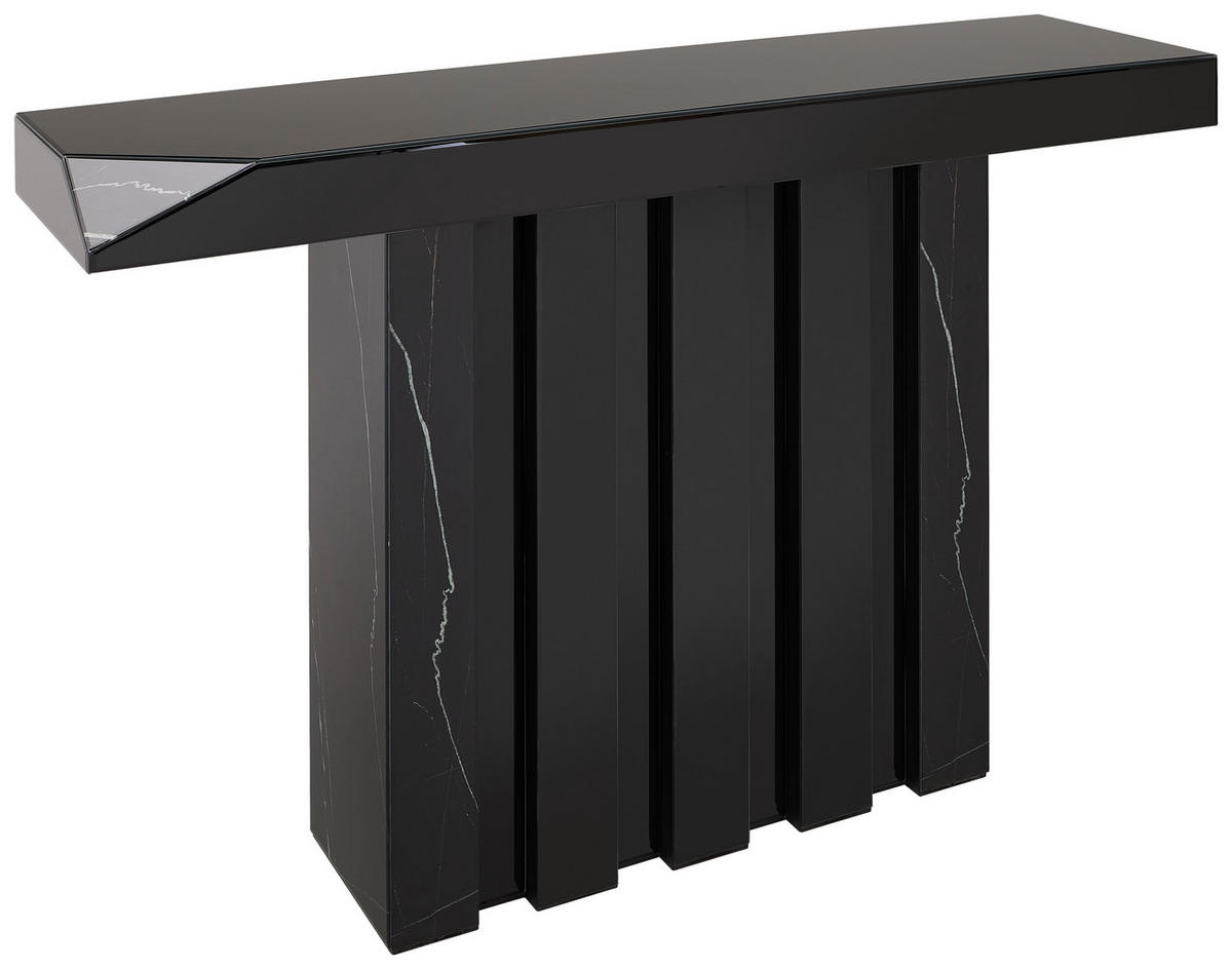 KONZOLASZTAL Üveg, faalapú anyag    - fekete, Trend, faalapú anyag/Üveg (130cm) - Xora