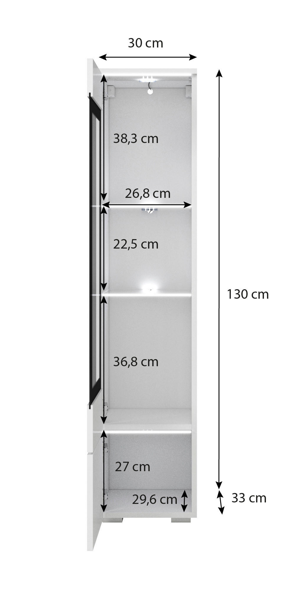 VITRINSKÅP  i beige, kashmir  - beige/grå, Design, trämaterial/glas (30/130/33cm) - P & B