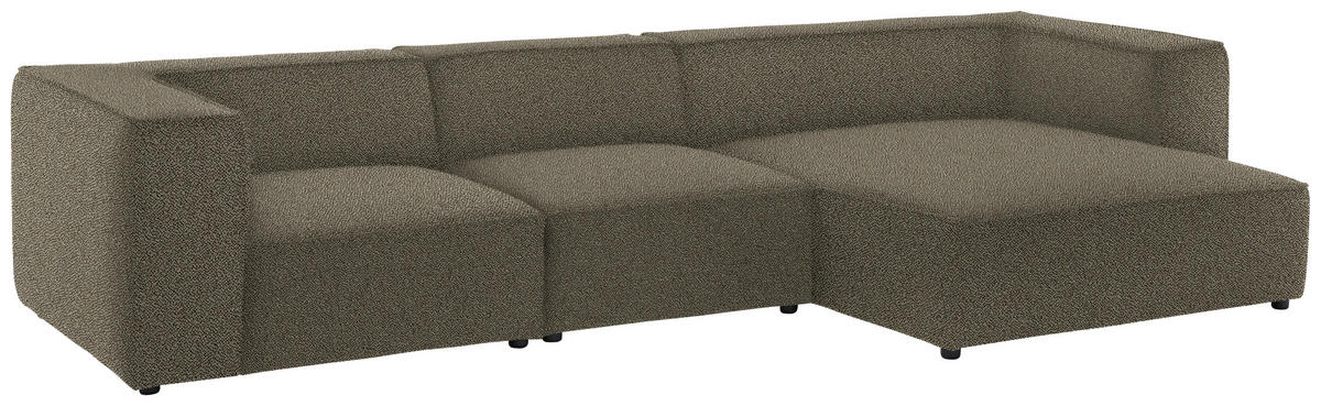 ECKSOFA in Flachgewebe Sandfarben  341/164 cm  - Sandfarben/Schwarz, Design, Kunststoff/Textil (341/164cm) - W.Schillig