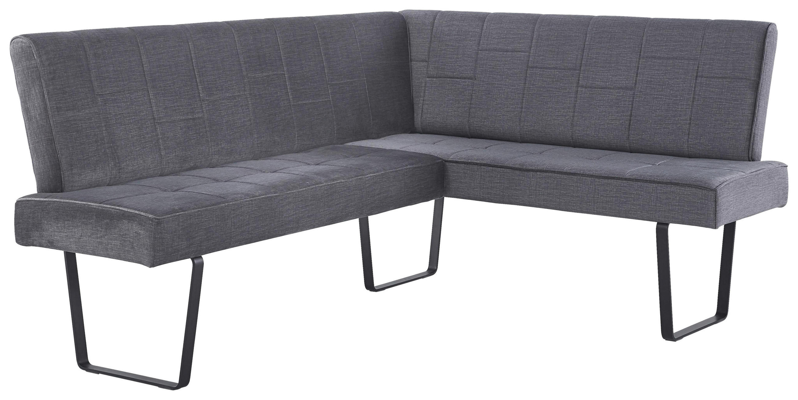 ECKBANK 190/150 cm Samt Dunkelgrau   - Dunkelgrau/Schwarz, KONVENTIONELL, Textil/Metall (190/150cm) - MID.YOU