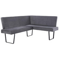 ECKBANK 190/150 cm Samt Dunkelgrau   - Dunkelgrau, KONVENTIONELL, Textil/Metall (190/150cm) - MID.YOU