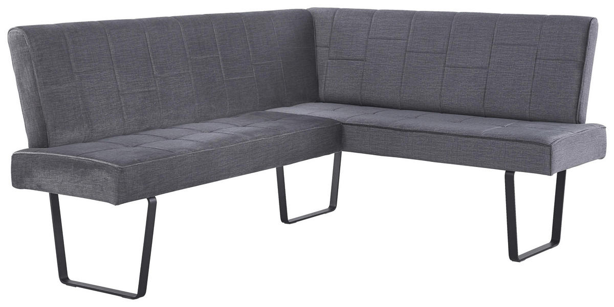 ECKBANK 190/150 cm Samt Dunkelgrau   - Dunkelgrau/Schwarz, KONVENTIONELL, Textil/Metall (190/150cm) - MID.YOU