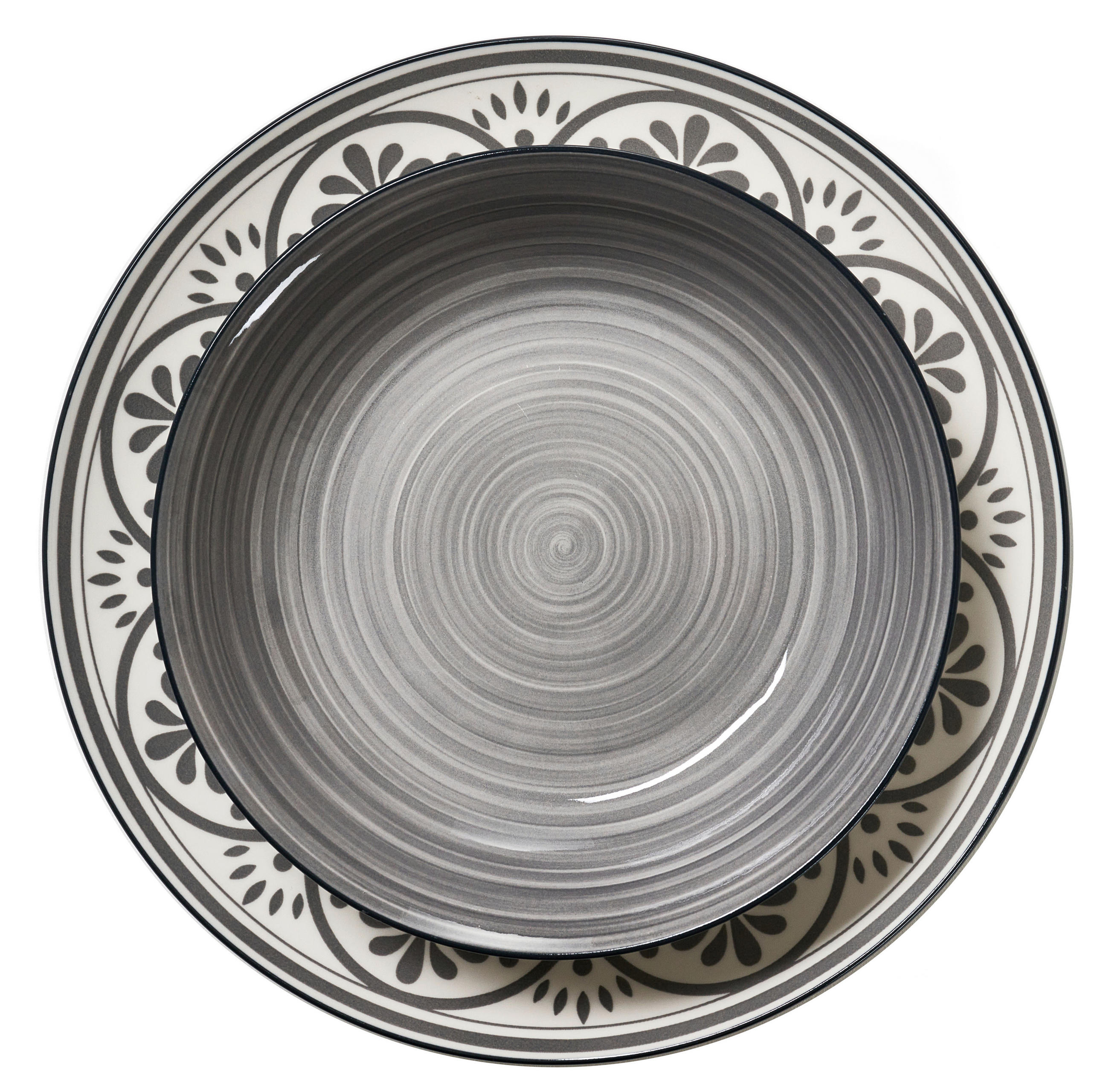 TAFELSERVICE Grau, Weiß 16-teilig Doha grau  - Weiß/Grau, KONVENTIONELL, Keramik (29/27,5/28cm) - Ritzenhoff Breker