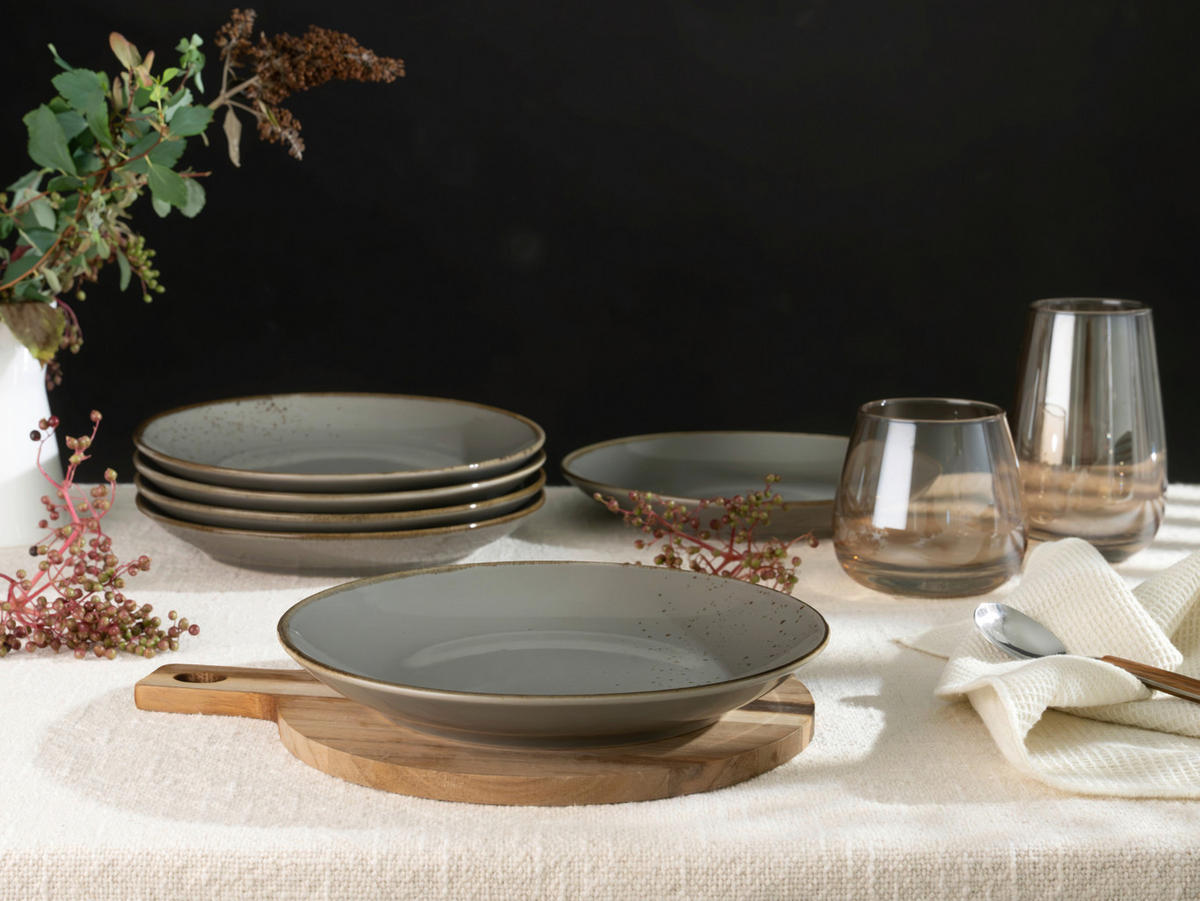 SUPPENTELLERSET 22 cm  - Grau, Trend, Keramik (22cm) - Creatable