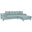 ECKSOFA Blaugrau Cord Rückenkissen, Armlehnenkissen, Rücken echt  - Blaugrau/Schwarz, KONVENTIONELL, Textil/Metall (332/231cm) - Carryhome
