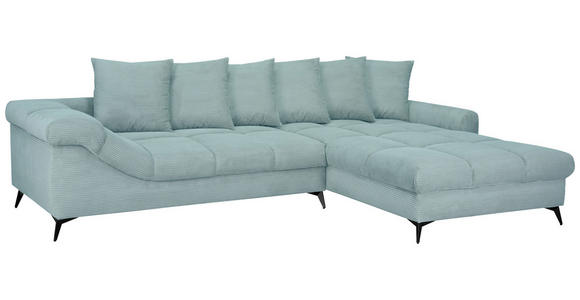ECKSOFA Blaugrau Cord Rückenkissen, Armlehnenkissen, Rücken echt  - Blaugrau/Schwarz, KONVENTIONELL, Textil/Metall (332/231cm) - Carryhome