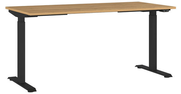 SCHREIBTISCH 160/80/72-118 cm  in Schwarz, Eichefarben, Braun  - Eichefarben/Schwarz, MODERN, Holzwerkstoff/Metall (160/80/72-118cm) - Novel