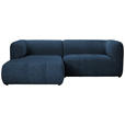 ECKSOFA Dunkelblau Chenille  - Schwarz/Dunkelblau, KONVENTIONELL, Kunststoff/Textil (164/255cm) - Ambia Home