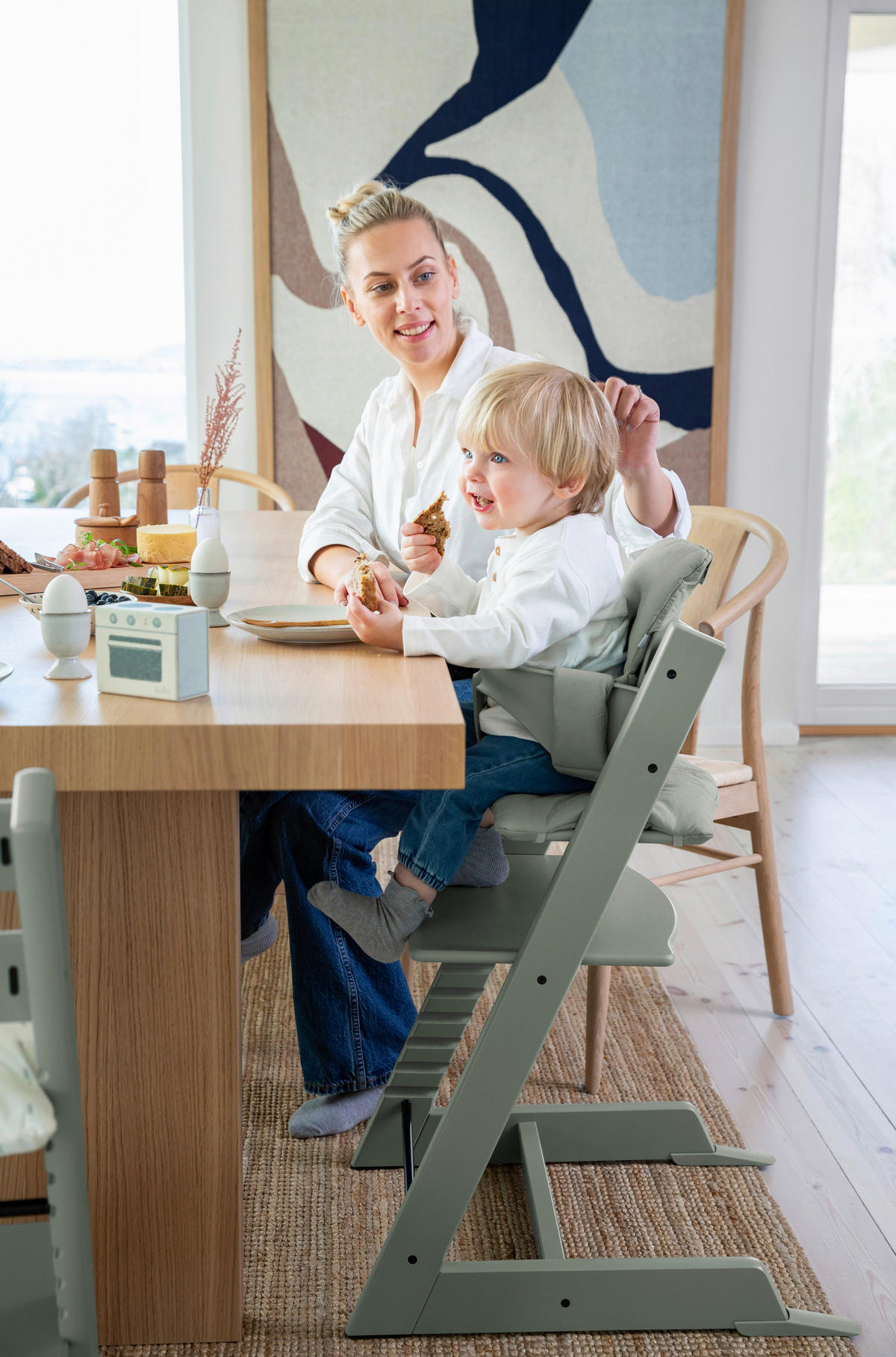 HOCHSTUHL-SET Tripp Trapp Bundles  - Salbeigrün, Basics, Holz (83/65/46cm) - Stokke
