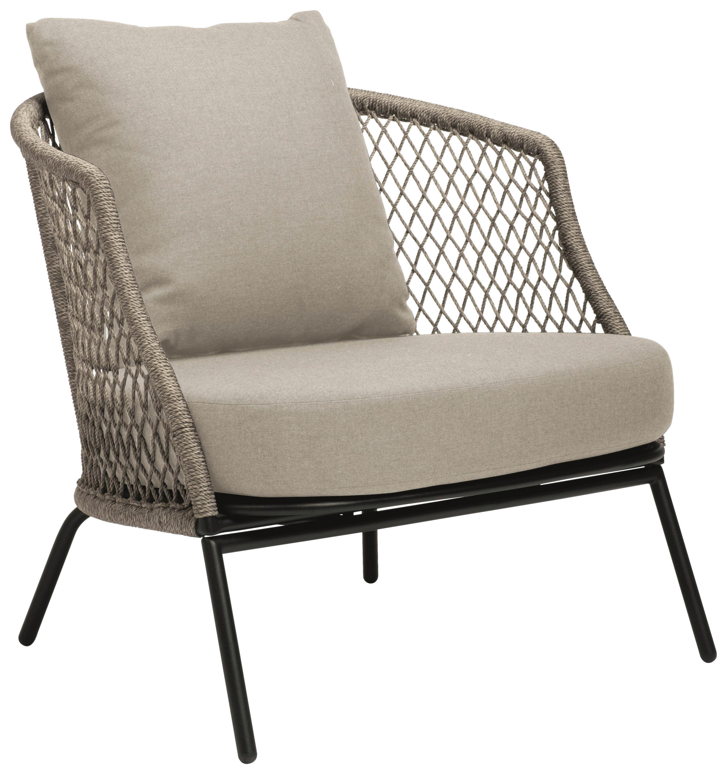 LOUNGESESSEL Creme, Schwarz Aluminium  - Creme/Schwarz, Natur, Textil/Metall (77/72/75cm) - Stern