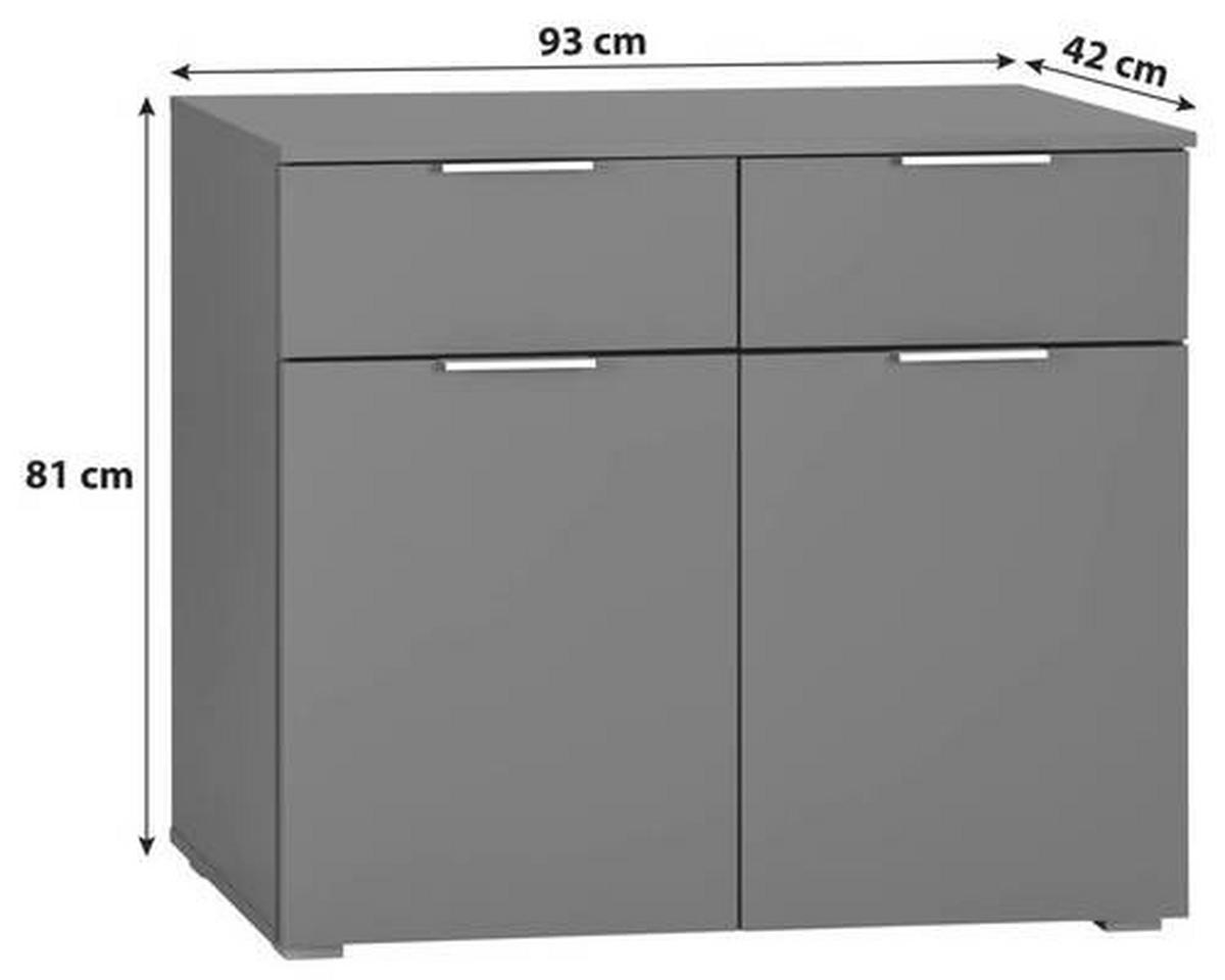 KOMÓD 93/81/42 cm  - alumínium színű/szürke, Modern, faalapú anyag (93/81/42cm) - Rauch Möbel
