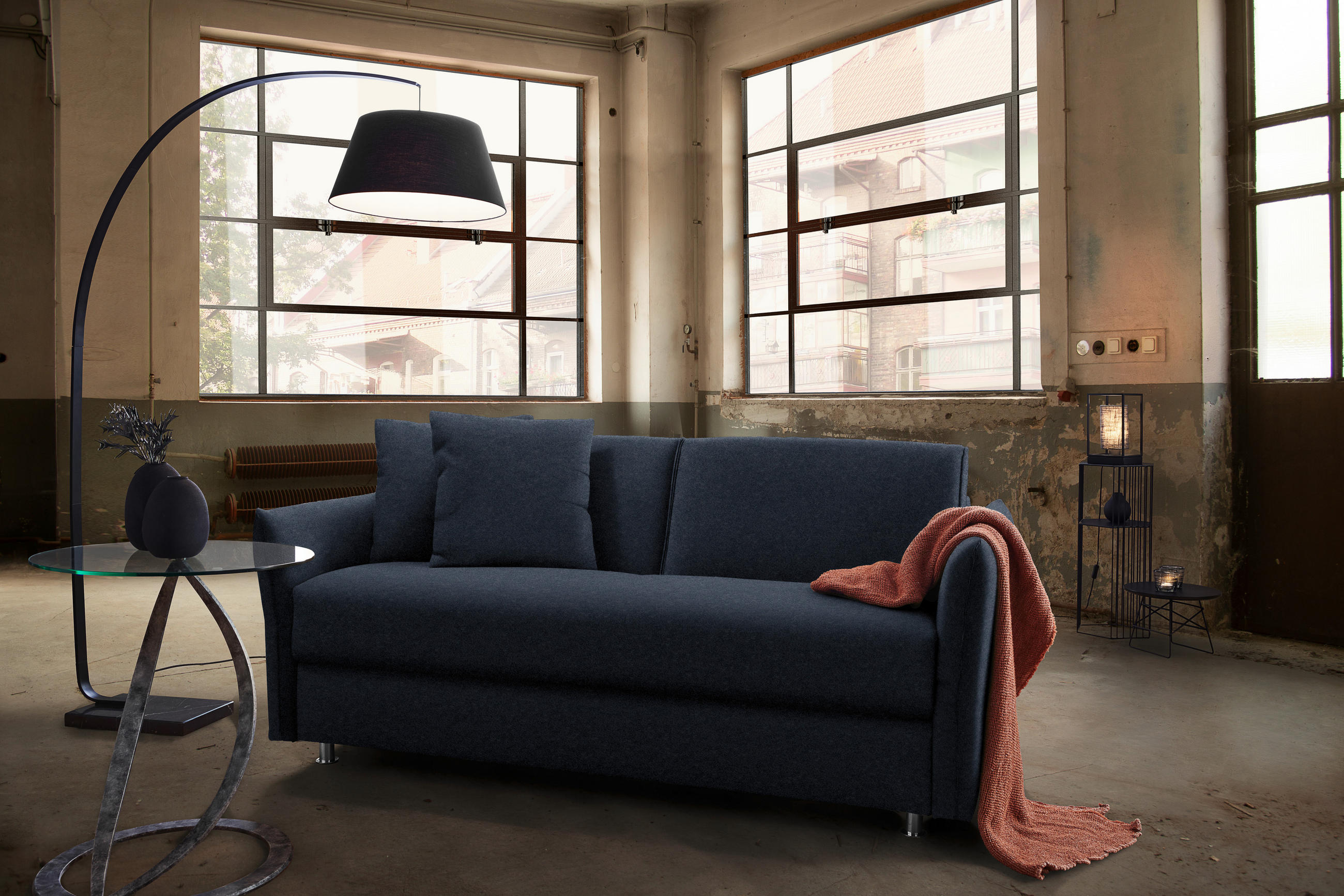 SCHLAFSOFA in Textil Anthrazit  - Chromfarben/Anthrazit, Modern, Textil/Metall (194/85/100cm) - Bali