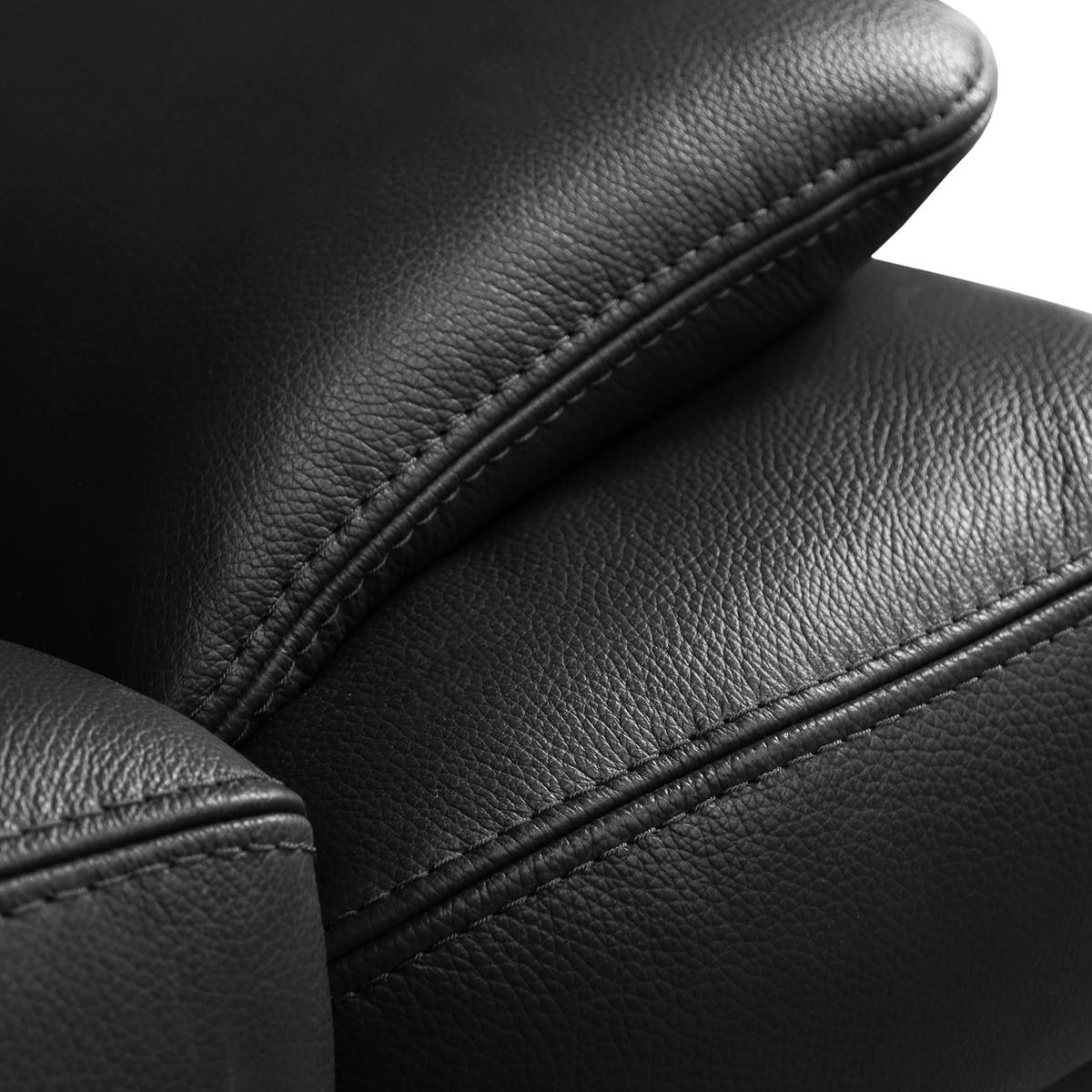 ECKSOFA Lederlook Echtleder Schwarz  - Schwarz, Design, Leder/Textil (211/264cm) - Livetastic