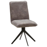 STUHL  in Stahl Lederlook  - Graubraun/Schwarz, Design, Textil/Metall (46,5/87/64cm) - Voleo