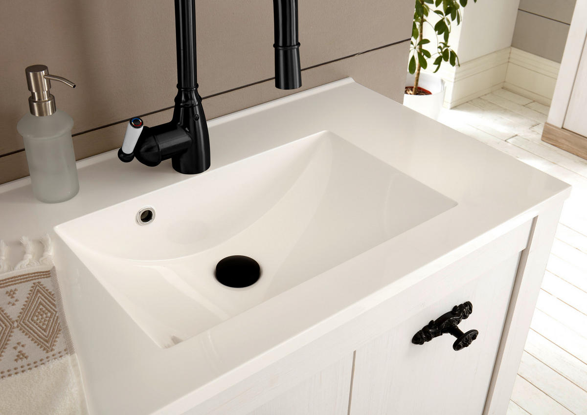 BADEZIMMER 3-teilig  in  - Schwarz/Weiß, Design, Holzwerkstoff/Metall (143/200/46cm) - MID.YOU