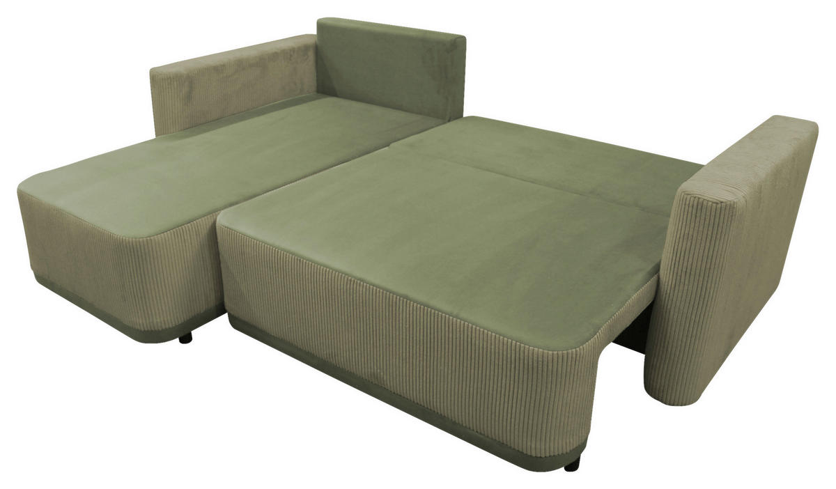 ECKSOFA STELLA Grün Plüsch Rückenkissen, Bettkasten  - Schwarz/Grün, Design, Kunststoff/Textil (166/234cm) - MID.YOU