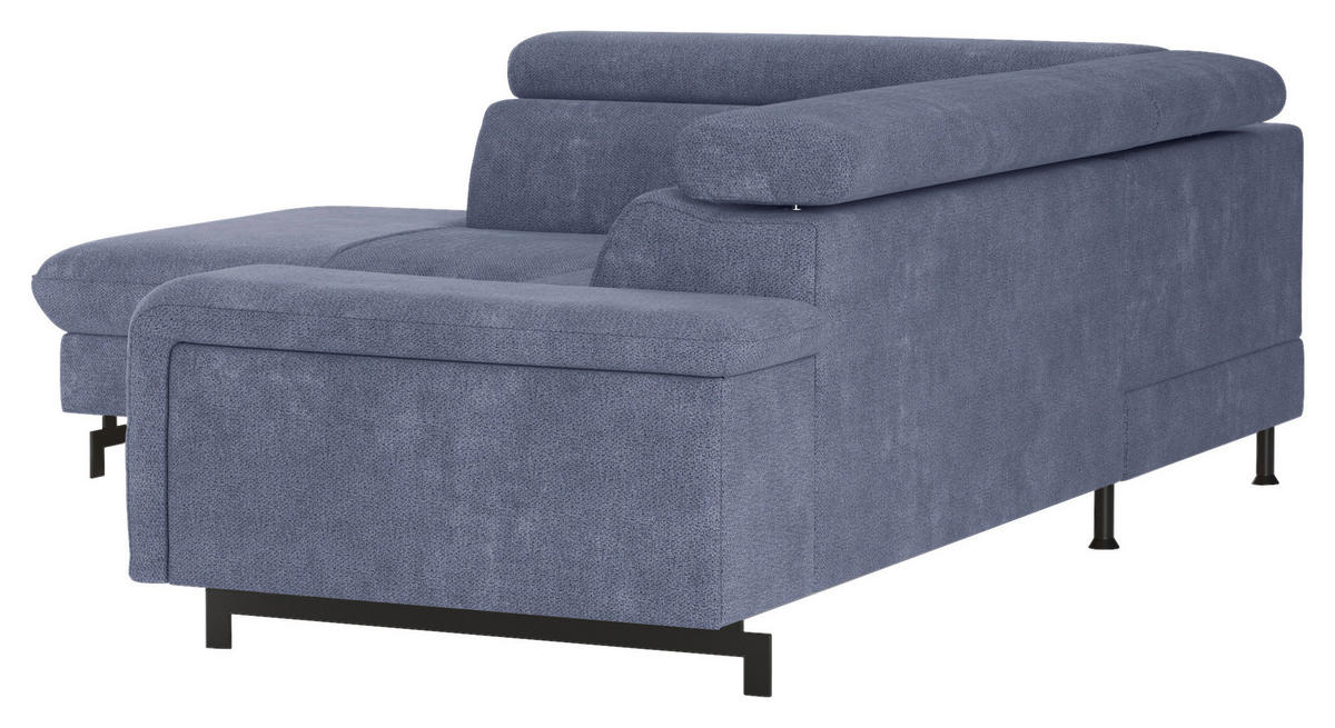 ECKSOFA in Chenille Blau  - Blau/Schwarz, Textil/Metall (215/262cm) - MID.YOU