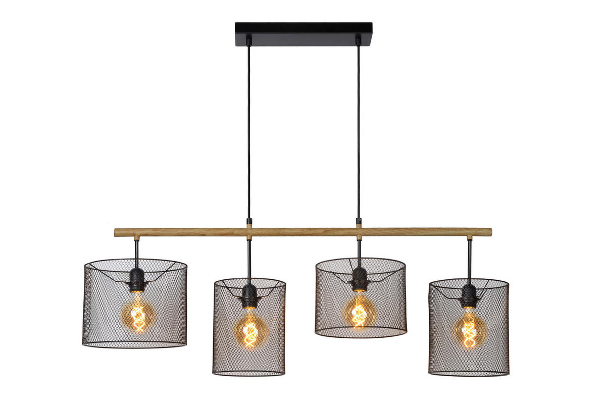 HÄNGELEUCHTE BASKETT 107/23/175 cm   - Schwarz, Basics, Metall (107/23/175cm) - Lucide
