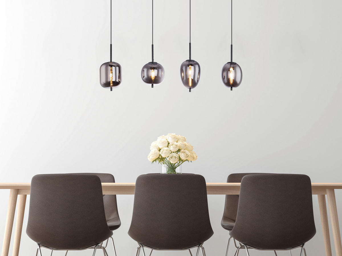 ZÁVESNÉ SVIETIDLO, 100/18,5/120 cm  - čierna, Basics, kov/sklo (100/18,5/120cm) - Globo