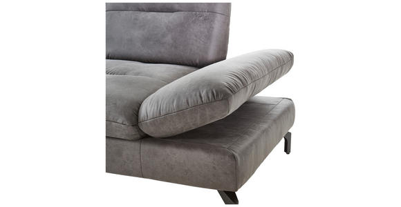 ECKSOFA Dunkelgrau Mikrofaser  - Dunkelgrau/Schwarz, KONVENTIONELL, Textil/Metall (176/284cm) - Carryhome