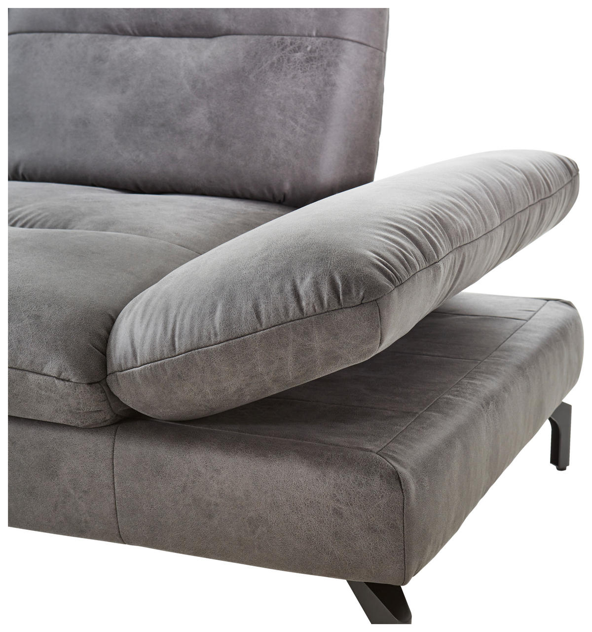 ECKSOFA Mikrofaser Dunkelgrau  - Dunkelgrau/Schwarz, Konventionell, Textil/Metall (176/284cm) - MID.YOU