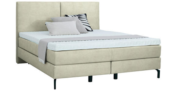 BOXSPRINGBETT 180/200 cm  in Ecru  - Ecru/Schwarz, KONVENTIONELL, Textil/Metall (180/200cm) - Dieter Knoll
