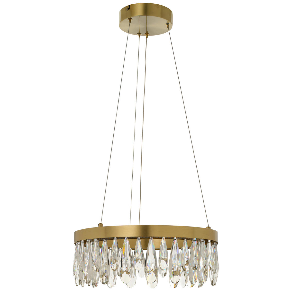 KRISTALL-HÄNGELEUCHTE 40/150 cm   - Messingfarben, KONVENTIONELL, Glas/Metall (40/150cm)