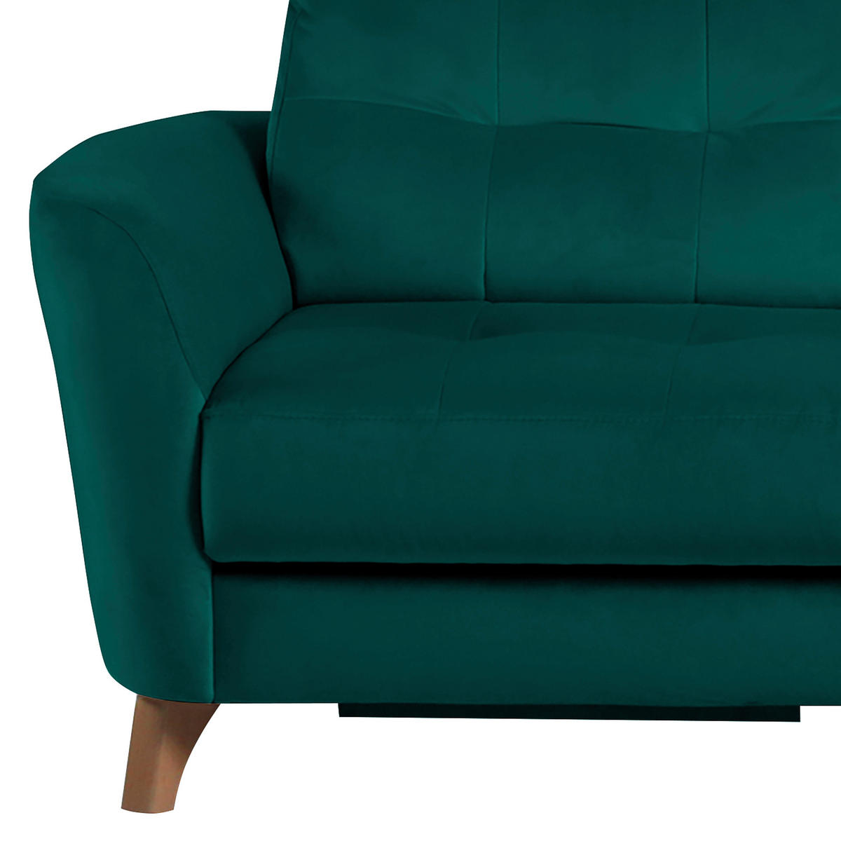 ECKSOFA Petrol Samt Bettkasten, Schlaffunktion, Liegefläche im Originalstoff  - Buchefarben/Petrol, Design, Holz/Textil (238/168cm) - Livetastic