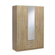OMARA ZA OBLAČILA, hrast sonoma - hrast sonoma/srebrna, Design, umetna masa/leseni material (136/197/54cm) - Boxxx
