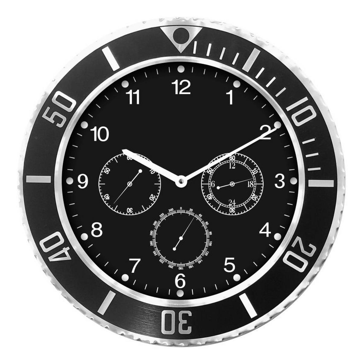 ZIDNI SAT         - crna/boje aluminija, Trend, papir/staklo (40/5,3cm) - Ambia Home