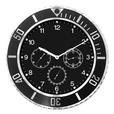 WANDUHR   - Schwarz/Alufarben, Trend, Glas/Papier (40/5,3cm) - Ambia Home