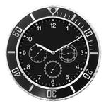 WANDUHR   - Schwarz/Alufarben, Trend, Glas/Papier (40/5,3cm) - Ambia Home