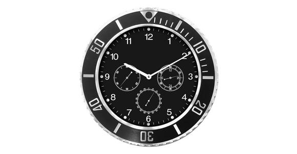 WANDUHR   - Schwarz/Alufarben, Trend, Glas/Papier (40/5,3cm) - Ambia Home