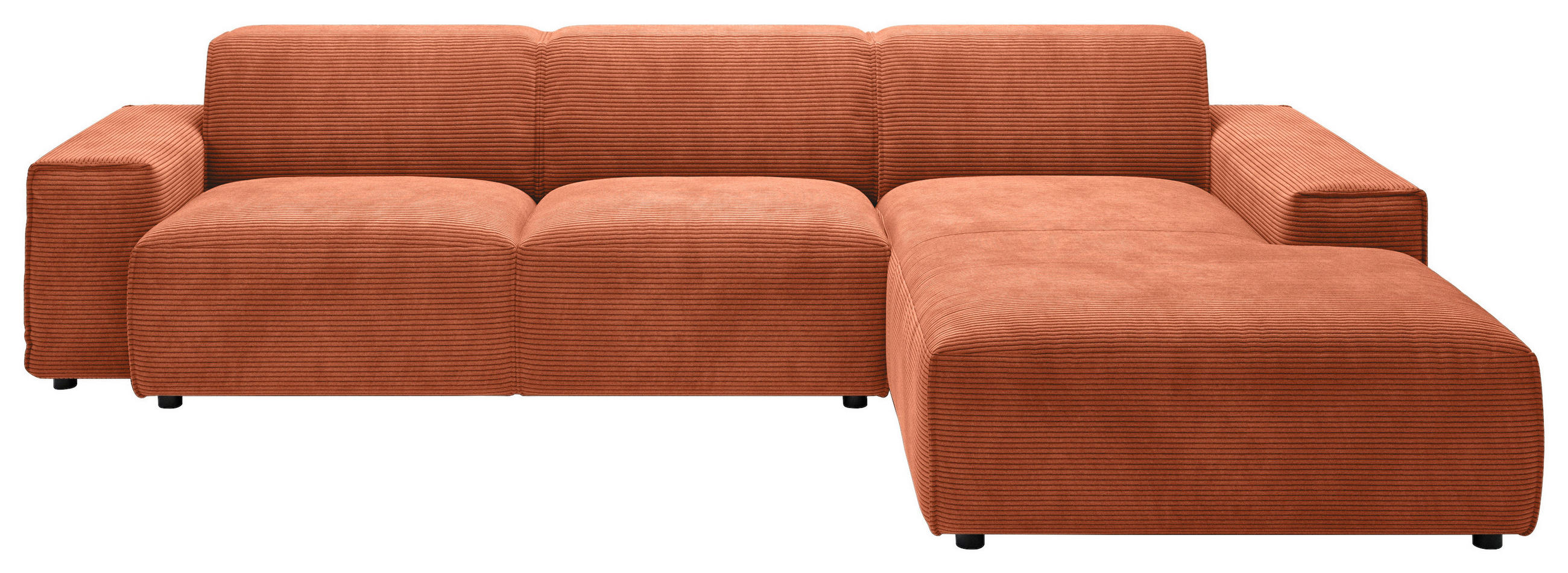 ECKSOFA 9125 Aprikose Cord  - Aprikose/Schwarz, Design, Kunststoff/Textil (300/189cm) - Pure Home Lifestyle